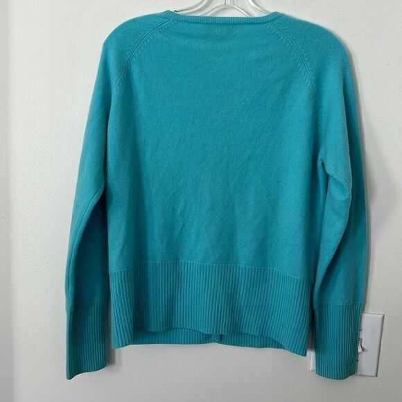 Mainbocher Aqua Cashmere Cardigan Sweater L - Picture 5 of 6
